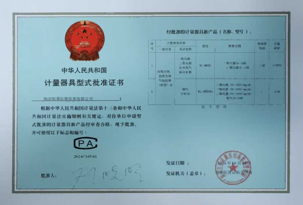 西安潤萊儀器儀表有限公司順利獲取祝賀我司順利取得計(jì)量器具型式批準(zhǔn)證書！